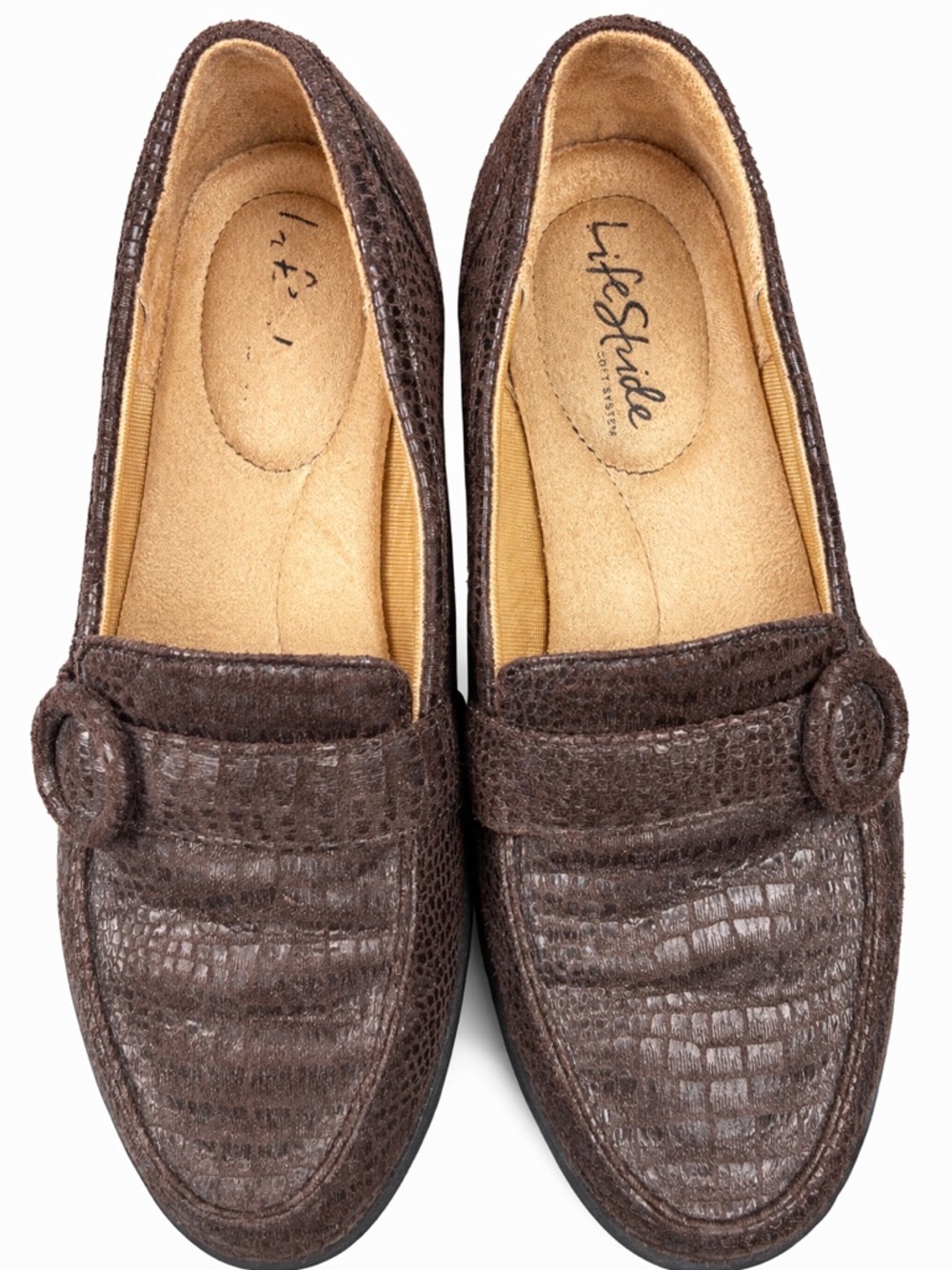 LifeStride Lolly Loafers Brown Crinkle Lug Sole Comfort 6.5 Preppy Classic‎ - Picture 2 of 5